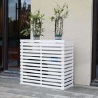 Wood Air Conditioner Fence Screen - Hide Outdoor Unit Stylishly with Tall Weatherproof Shutters Central Air Conditioner Covers (White L120Xw60Xh105Cm)