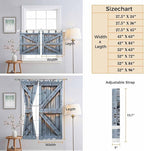 Farmhouse Wood Grain Kitchen Curtains 36 Inch Length, Small Window Curtains Tab Top, Vintage Country Barn Gate Textured Light Filtering Short Window Treatments Tier Drapes 27.5"x36" 2 Panel
