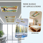 Fluorescent Light Covers Farm Cow Sunflower Magnetic Light Filters Vintage Blue Green Wood Grain Ceiling Light Covers for Classroom Office Home Drop Ceiling Lamp Decor 4 Pieces