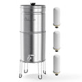 Culligan MaxClear 3 Gallon Gravity Water Filter System, Brushed Stainless-Steel Countertop Water Filter NSF/ANSI Certified to Reduce Microplastics, Lead & Total PFAS, with 3 Ceramic Filters