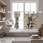 Funny Farm Animals Kitchen Curtains 36 Inch Length, Small Window Curtains Tab Top, Vintage Barn Brown Sunflowers Light Filtering Short Window Treatments Tier Drapes 27.5"x36" 2 Panel