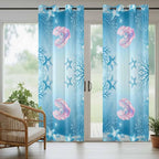 Ocean Shell Outdoor Curtains for Patio Corals Starfish Summer Marine Waterproof Outside Curtains with Grommet Top Weatherproof Curtain for Cabana Pergola Gazebo, 1 Panel, 54" W x 95" L