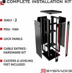 Sysracks 22U Wall Mount Server Rack Cabinet, 19” Locking Network Rack, 24” Deep, Glass Door, with Fan, PDU and Shelf