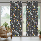 Cartoon Space Outdoor Curtains for Patio Rockets Planets Astronauts Gray Waterproof Outside Curtains with Grommet Top Weatherproof Curtain for Cabana Pergola Gazebo, 1 Panel, 54" W x 84" L