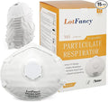 LotFancy NIOSH N95 Mask, 15PCS Particulate Respirator with Breathing Valve, Disposable Air Filter Masks Against Dust, Pollution, Particle, Face Mask for Woodworking, Construction