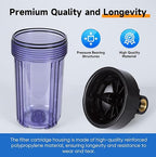 PUREPLUS 2-Stage Whole House Water Filtration System, Reduces Chlorine, Odor, Heavy Metals & Rust, 10"x4.5" Clear Housing, 1" Inlet/Outlet, PP Grooved Sediment&KDF Carbon Filters, With Pressure Gauges