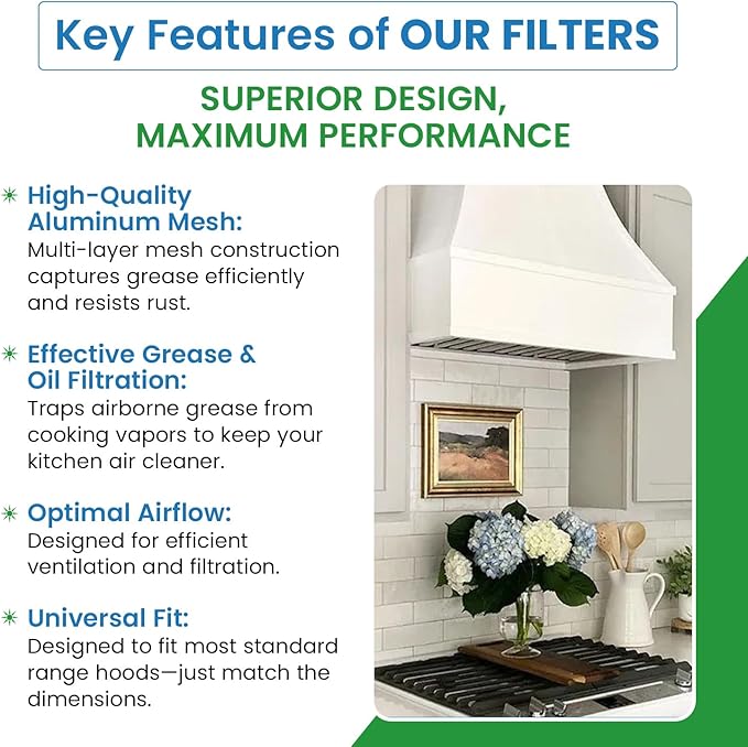 Filter Everything Replacement Filter Nutone12537-000 Compatible Replacement Round Grease Filters - Hood Filter Traps Smoke for Cleaner Air - Vent Filters for a Healthier Kitchen - 1-1/2 x 3/32
