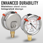 -30 inHg to 0 Vacuum Pressure Gauge, Glycerin Liquid Filled, 2.5 inch Dial, 1/4" NPT Lower Mount, Stainless Steel Case, for Air Conditioning Line, Tank, Air Pump, HVAC, Pipe, Pressure Test