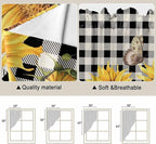 Sunflowers Swag Valances for Windows, Yellow Flowers Butterfly Farmhouse Black Plaid Rod Pocket Kitchen Curtains Valance, Kitchen Window Curtains Swag for Cafe Living Room, 2 Panels, 36x63 inch