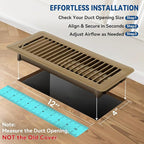 4" x 12" Floor Register Vent Covers 10-Pack, Walkable Powder-Coated Metal Vent Covers with Adjustable Airflow, Curved Safe Edges for Floor/Wall, Brown