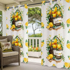Lemon Outdoor Curtains for Patio Lemons Baskets Summer Tropical Plant Wood Waterproof Outside Curtains with Grommet Top Weatherproof Curtain for Cabana Pergola Gazebo, 2 Pack, 54" W x 84" L