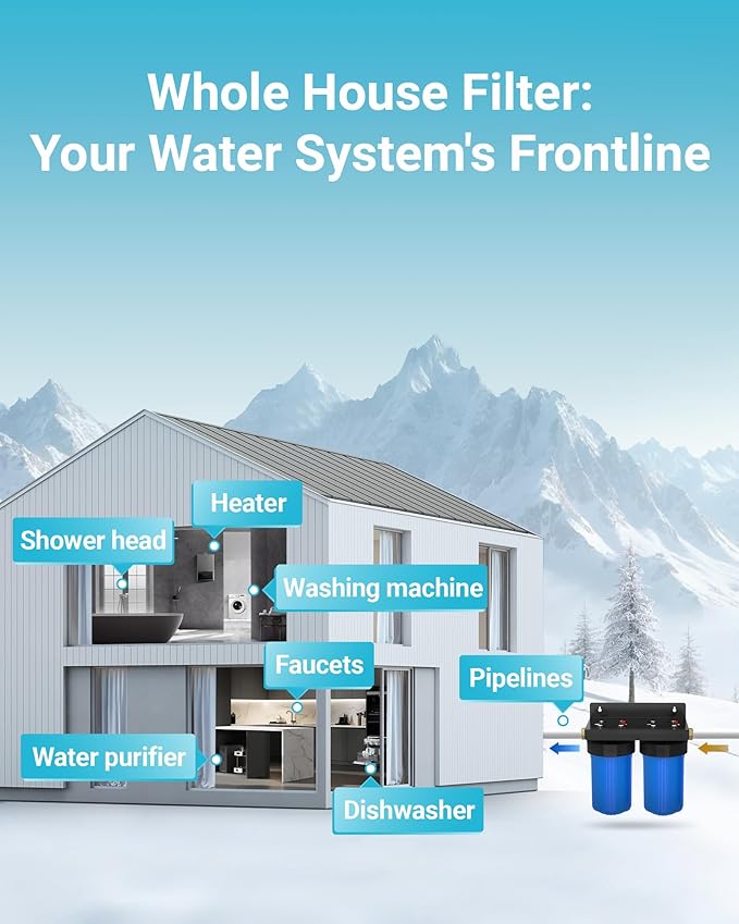 AQUA CREST Whole House Sediment and Carbon Water Filter, Replacement for GE® FXHTC, 3M® Aqua-Pure AP810, Culligan® RFC-BBSA, W50PEHD, GXWH40L, GXWH35F, DuPont WFHD13001, Pentek® R50-BB
