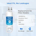 Waterdrop EDR1RXD1 Replacement for Everydrop® Filter 1,W10295370A, EDR1RXD1B, P8RFWB2L, P4RFWB, Kenmore® 46-9081, 46-9930, WD-F38 Refrigerator Water Filter, 2 Filters