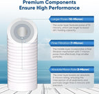 PUREPLUS 5 Micron 10" x 2.5" Whole House Grooved Sediment Home Water Filter, Replacement Cartridge for Any 10 inch RO Unit, AO-WH-PREV-R2, AP110, WHKF-G05, AB-SGR5M, GXWH20S, WFPFC5002, CFS10, 6Pack
