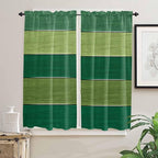 Farm Retro Green Wood Grain Window Valance Curtains, Rustic Wooden Plank Texture Light Filtering Kitchen Valance with 3-inch Rod Pocket for Living Room Bathroom Bedroom,2 Panel,42x63In