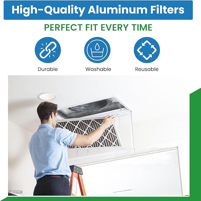 Filter Everything Washable Aluminum Air Filter – 14 x 25 x 1 7/8 – Permanent, Reusable HVAC Intake Filter – Heavy-Duty Expanded Aluminum Mesh – Pre-Filter for HEPA or Pleated Filters