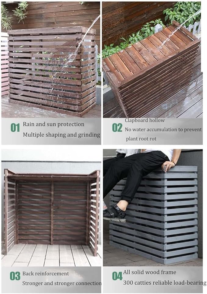 Wood Air Conditioner Fence Screen - Hide Outdoor Unit Stylishly with Tall Weatherproof Shutters Central Air Conditioner Covers (Pink L120Xw60Xh105Cm)