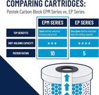 Pentair Pentek EPM-20BB Big Blue Carbon Water Filter, 20-Inch, Whole House Modified Epsilon Carbon Block Replacement Cartridge with Bonded Powdered Activated Carbon (PAC) Filter, 20" x 4.5", 10 Micron