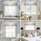 Ocean Corals Sheer Valance Curtains, Summer Beach Coral Sea Stars Retro Texture Light Filtering Kitchen Valances Rod Pocket Voile Curtain Window Treatment for Bedroom/Living Room/Basement 60Wx18L