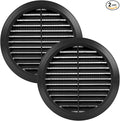 Vent Systems 5'' Inch - Black - Pack of 2 - Soffit Vent Cover - Round Air Vent Louver - Grill Cover - Built-in Insect Screen - HVAC Vents for Bathroom, Home Office, Kitchen