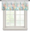 Summer Beach Sheer Valance Curtains, Ocean Colorful Coral Shell Seaweed Starfish Wood Grain Light Filtering Kitchen Valances Rod Pocket Voile Curtain Treatment for Bedroom/Living Room/Basement 42Wx12L