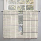 Vintage Country Wooden Board Window Valance Curtains, Gradient Wood Grain Line Light Filtering Kitchen Valance with 3-inch Rod Pocket for Living Room Bathroom Bedroom,2 Panel,52x45In