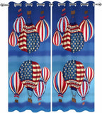 Independence Day Waterproof Outdoor Curtains for Patio, Windproof Weatherproof Curtains with Weighted Hem, Hot Air Balloon Patriotic Star Light Filtering Privacy Drapes for Porch 54"x 108" 2 Panels