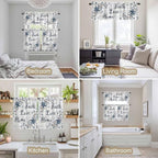 Kitchen Curtains Tiers and Valance Set of 3, Farmhouse Light Filtering Window Curtain Set, Blue Country Texas Star Vintage Berries Wooden Rod Pocket Curtain Drapes for Living Room, 36 Inches Tiers