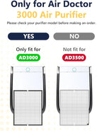 3000 Replacement Filter Compatible with Air Doctor AD3000 Version Air Purifier, Not for AD3500, 2 Premium Filter, 2 Carbon Filter & 8 Pre-Filters, Compare to ADF3001, ADF3002 & ADF3003
