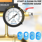MEANLIN MEASURE 0~60Psi Plastic Frame 1/4" NPT Start and Clean Filter Pressure Gauge, Suitable for Swimming Pool, Spa, Aquarium, Center Back Mount