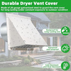3 Inch Dryer Vent Cover Outside,Metal Exterior Vent Cover with Screen and Cushioned Flap,Outdoor Dryer Vent Hood Outlet Exhaust Vent Cover Air Wall Vent Cover for House Laundry Range Hood AC-White
