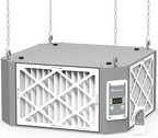 360° Woodshop Air Filtration System Woodworking - 1050/1350 CFM, Built-in Ionizer, with Strong Vortex Fan, Shop Air Filtration for Garage, Works Shop, Dust Collectors System, Gray, KMF12D Pro