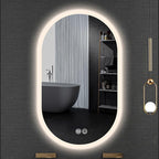 Irregular Bathroom Mirror with 3 Colour LED Light, Wall Mounted Makeup Mirror with Touch Switch and Demister Pad, Energy-Saving LED Smart Mirrors, Dimmable(A,23.6 * 39.4in/60 * 100cm)