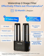 Waterdrop DLG-P Under Sink Water Filter System, Reduces PFAS Chlorine Chloramine Fluoride Odor, 2 Stage Under Sink Water Filtration System with Dedicated Faucet, 2-Outlet Filter, Life Indicator