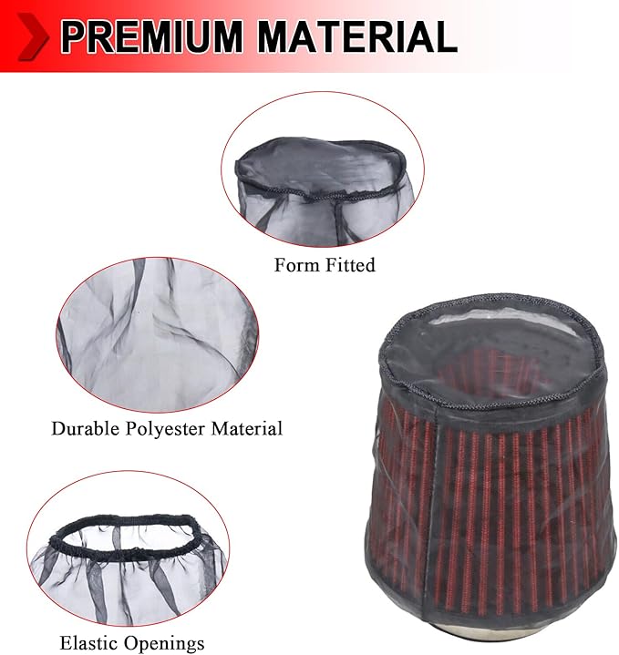 Universal Air Filter Cover, Air Filter Wrap for Motorcycle Car Air Intake Filter Protective Cover Dustproof Waterproof Universal Accessories (Filter S), Pack of 6