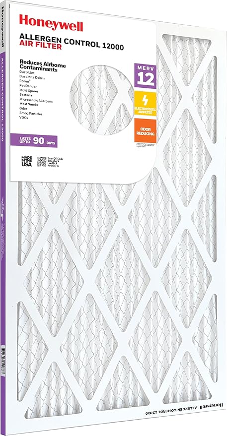 Honeywell 20x20x1 MERV 12 Electrostatic Pleated HVAC AC Furnace Air Filter (12-Pack) | Replacement Filter for Home Use | Made in USA