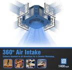 360 Degree Intake Air Filtration System Woodworking, 1050 CFM Hanging Air Filter with Strong Vortex Fan for Wood Workshop, Garage, Shop Dust Collectors, Up to 1700 sq. ft, Kingmaster F12