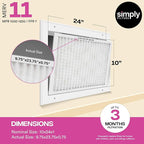 Simply 10x24x1 Air Filter, Merv 11, 4 Pack, For Home AC Furnace & HVAC (Actual Size: 9.75"x23.75"x0.75") DUST, Pet, & Allergy Control