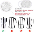 2 Pcs Filter with 3 Pcs Silicone Gasket Seals for 3 Cup Stovetop Espresso Coffee Maker Replacement Parts for DITOSH Aluminium Moka Pot