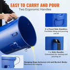VEVOR Fryer Grease Bucket, 10 Gal Oil Disposal Caddy Carbon Steel Fryer Oil Bucket with Rust-Proof Coating, Oil Transport Container with Lid, Lock Clips, Filter Bag for Hot Cooking Oil Filtering