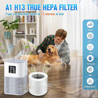 A1 A1W Air P-urifier Filter Replacement Fit for VEWIOR HQSC-50 HQKJ-80, AMEIFU AP01W, KOIOS HQKJ-50 Air Purifi-er, A1 3-in-1 H13 HEPA Air Cleaner Filter, 2 Pack