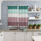 Retro Farm Woodcuts Texture Window Valance Curtains, Green Brown Gradient Light Filtering Kitchen Valance with 3-inch Rod Pocket for Living Room Bathroom Bedroom,2 Panel,42x63In