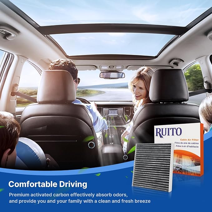 RUITO Cabin Air Filter includes Activated Carbon, Compatible with 2017-2024 Pacifica, 2020-2024 Voyager, 2021-2024 Grand Caravan, Replacement for CF12283
