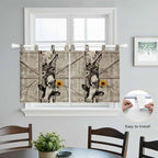 Funny Farm Animals Kitchen Curtains 36 Inch Length, Small Window Curtains Tab Top, Vintage Barn Brown Sunflowers Light Filtering Short Window Treatments Tier Drapes 27.5"x36" 2 Panel