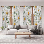 Spring Daisy Kitchen Curtains, Farmhouse Country Flower Leaf Plant Wood Grain Light Filtering Window Curtain Panels, 2Pcs Rod Pocket Window Treatments Set for Living Room Bathroom Bedroom 52x72 Inches