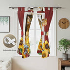 Cows Sunflowers Living Room Curtains 84 Inch Length, Window Curtains Tab Top, Spring Floral Bees Farmhouse Barn Light Filtering Window Treatments Drapes 42"x84" 2 Panel