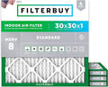 Filterbuy 30x30x1 Air Filter MERV 8 Essential Dust & Allergy Defense (4-Pack), Electrostatic Pleated HVAC AC Furnace Filters Replacement, Made in USA (Actual Size: 29.50 x 29.50 x 0.75)