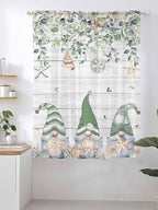 Sheer Curtains 63 Inch Length, Coastal Eucalyptus Leaf Semi Sheer Curtains Light Filtering Window Treatment, Sage Green Gnomes Starfish Privacy Voile Drapes for Living Room Bedroom 52x63 Inch