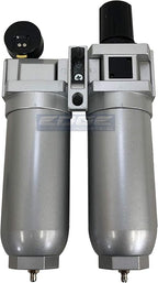SUPER HEAVY DUTY HIGH FLOW AIR FILTRATION SYSTEM, 2 STAGE PARTICULATE FILTER PLUS OIL REMOVING COALESCING FILTER COMBINATION (1" NPT, MANUAL DRAIN)