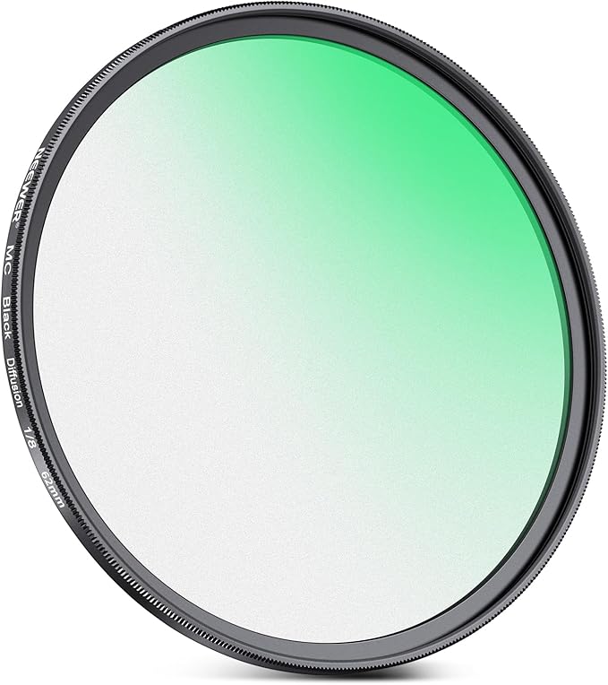 Neewer 62mm Black Diffusion 1/8 Filter Soft Dreamy Cinematic Effect Filter Ultra Slim Water Repellent Scratch Resistant Optical Glass, Multi Nano Coatings for Video/Vlog/Portrait